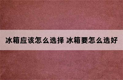 冰箱应该怎么选择 冰箱要怎么选好